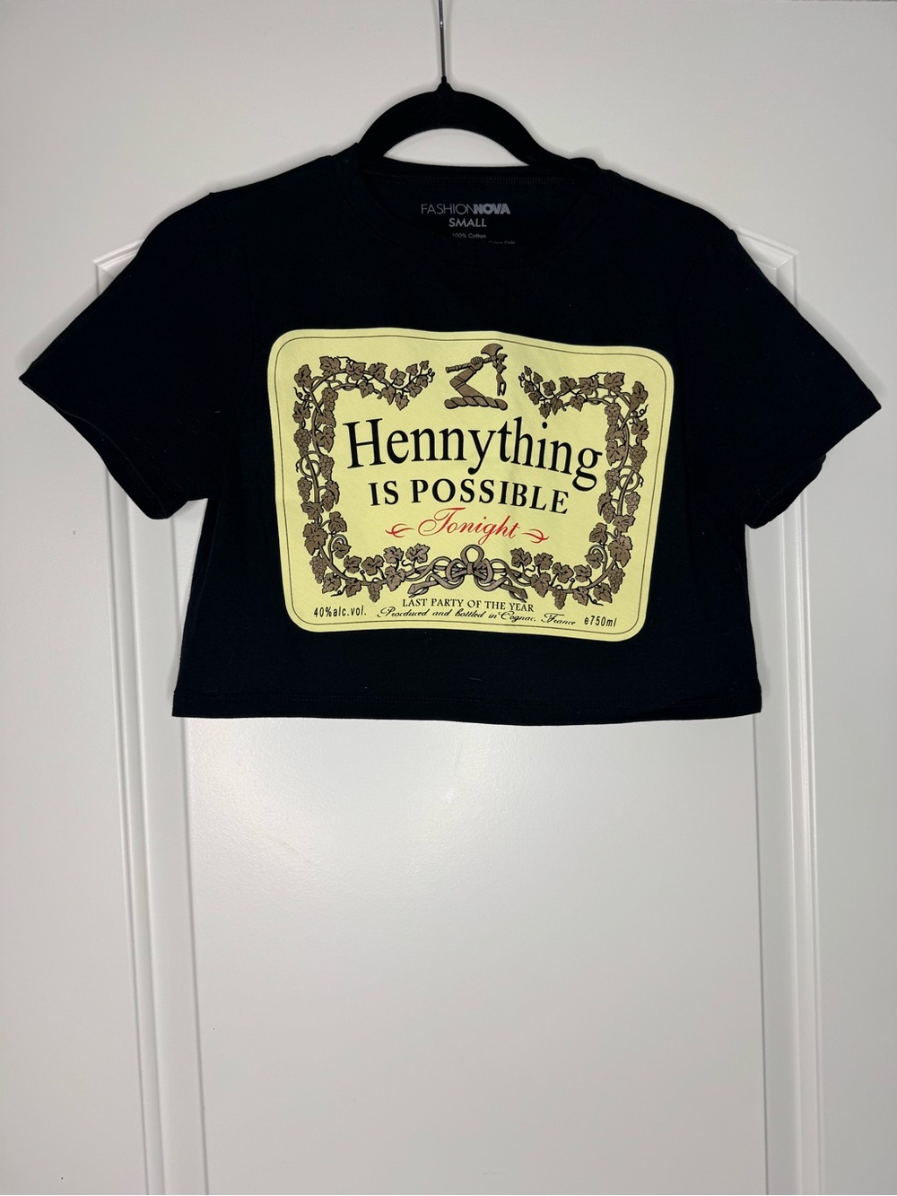 Fashion Nova Hennything is Possible Black Crop Top
